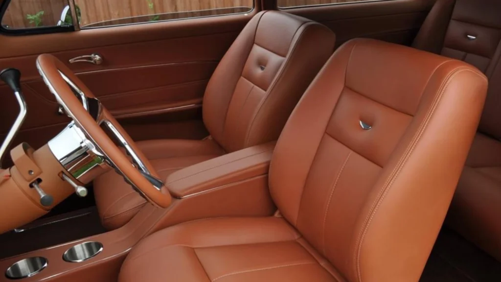 Brown upholstered truck seats